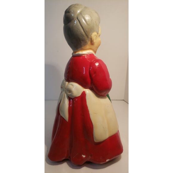 Vintage Ceramic Mrs. Claus Figurine Hand Painted Holding Stocking 10" Holiday - Picture 4 of 16